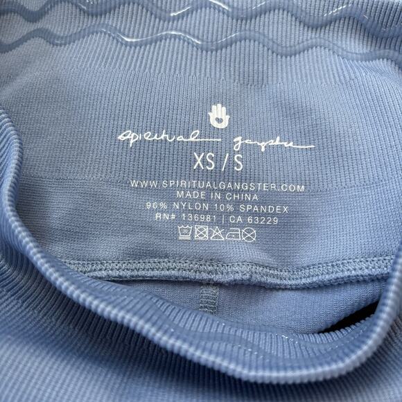 Spiritual Gangster Womens Love Sculpt Legging XS Blue Small 7/8 Ruffle New - Picture 2 of 8
